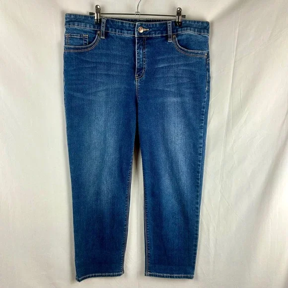 Chicos So Lifting Crop Jeans Womens Size 2 Large 12 Blue Wash Denim Slimming - Picture 2 of 9